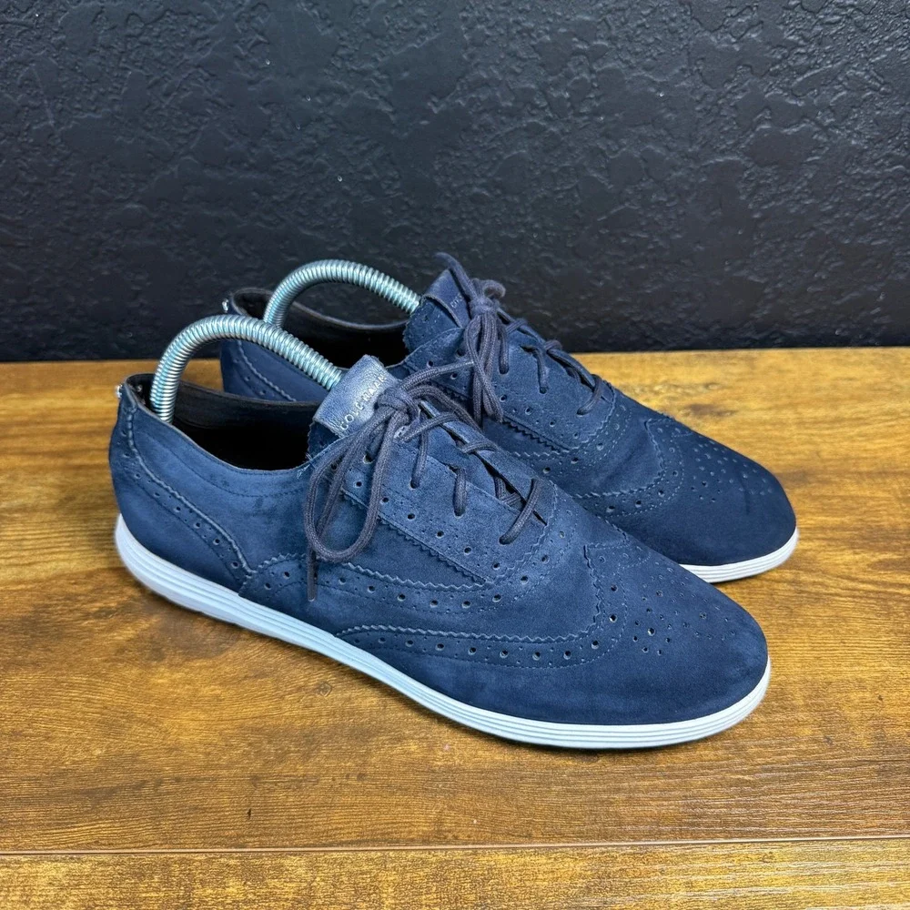 Cole Haan Zerogrand W05488 Navy Suede Wingtip Oxford Womens 10B